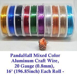 PandaHall Mixed Color Aluminum Craft Wire, 20 Gauge (0.8mm), 16’ (196.85inch